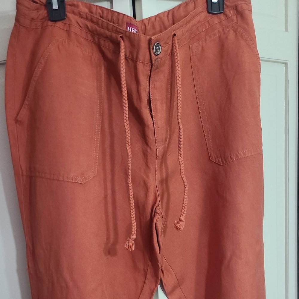 Gently worn Merona SZ XL Linen blend Cargo Pants Rust Color